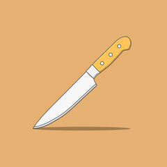 Butcher Knife Vector Icon Illustration. Kitchen Knife Vector. Flat Cartoon Style Suitable for Web Landing Page, Banner, Flyer, Sticker, Wallpaper, Background