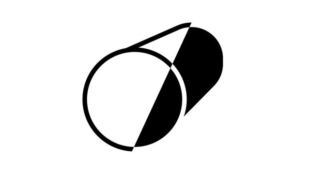 round bar metal profile animated line icon. round bar metal profile sign. isolated on white background