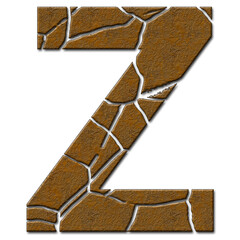 3D render of  alphabet capital letter with cracks