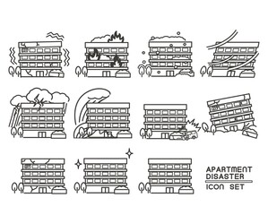 様々な災害のアパート マンションのベクターイラスト素材 アイコン 家 リフォーム Apartment Wall Mural Apartme ニワトコ
