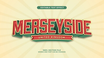 editable illustrator text effect Merseyside wall 3d retro. illustrator eps vector file. editable word and font