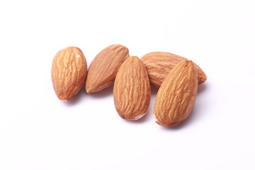 almonds close-up on a white background