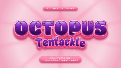 editable text effect. octopus tentackle cute cartoon style. illustrator eps vector file. editable word and font