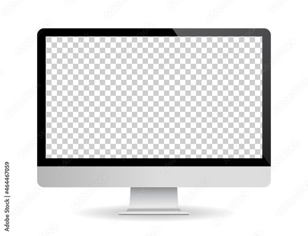 Poster computer screen vector mockup. monitor with blank white screen. vector illustration