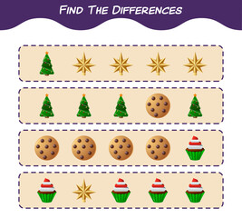 Find the differences between cartoon christmas. Searching game. Educational game for pre shool years kids and toddlers