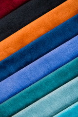 multicolor strips of velour material
