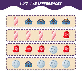 Find the differences between cartoon christmas. Searching game. Educational game for pre shool years kids and toddlers