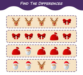 Find the differences between cartoon christmas. Searching game. Educational game for pre shool years kids and toddlers