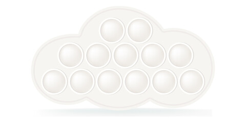 Popit cloud as a fashionable silicon fidget toys. Antistress toy for fidget in pastel rainbow colors. Bubble sensory popit toy. Vector illustration isolated on a white background.