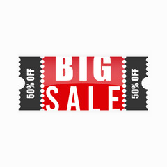 Discount voucher, gift coupon template with ruffle edges. Vector illustration