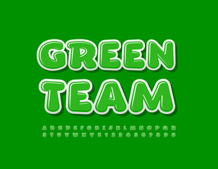 Vector bright Poster Green Team. Green Modern Font. Artistic Alphabet Letters and Numbers set