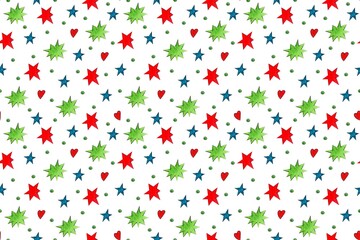 Seamless winter pattern. Christmas tree, red and black berries on a white background. Hand drawing illustration