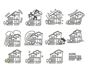 様々な災害の一軒家のベクターイラスト素材／アイコン／家／リフォーム