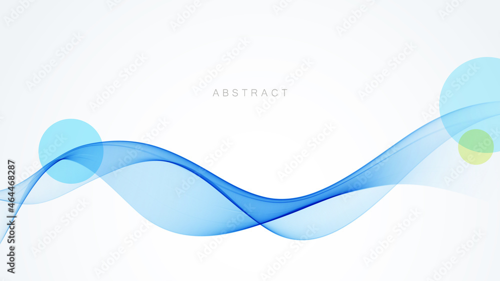 Wall mural abstract blue lines on a white background. curved wavy line, smooth stripe. design element.