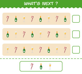 What's comes next educational game of cartoon christmas. Find the regularity and continue the row task. Educational game for pre shool years kids and toddlers