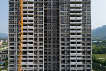Aerial view of multistory apartment construction site in China