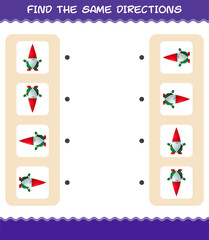 Match the same directions of gnome. Matching game. Educational game for pre shool years kids and toddlers