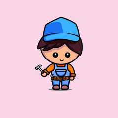 Fototapeta premium cute technician vector design