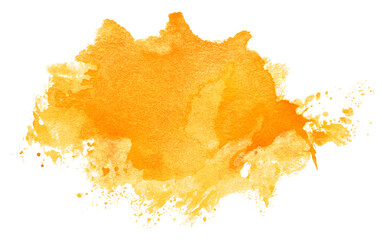 Abstract orange watercolor splash isolated on white background. Hand drawn watercolor spot for logo or text © Oleksandr Blishch