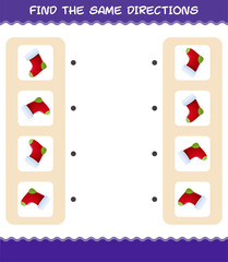 Match the same directions of sock. Matching game. Educational game for pre shool years kids and toddlers
