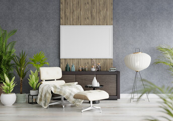 3D Mockup photo frame in Modern interior of living room