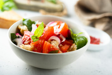 Healthy homemade Italian panzanella salad