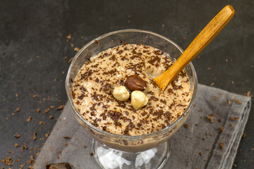 Caramel Chocolate Pudding with Hazelnuts and Chocolate