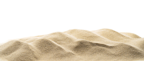Fototapeta na wymiar pile of desert sand and sea beach isolated on white background