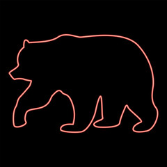 Neon bear red color vector illustration flat style image