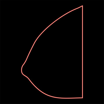 Neon female breast red color vector illustration flat style image