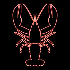 Neon craw fish red color vector illustration flat style image