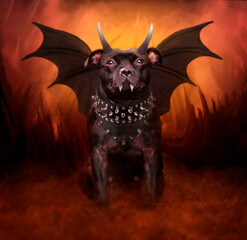 Demon dog in halloween hell