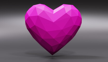 Naklejka na ściany i meble Pink heart isolated on pink pastel color background with shadow 3D rendering