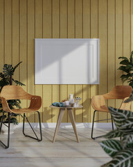 3D Mockup photo frame in Modern interior of living room