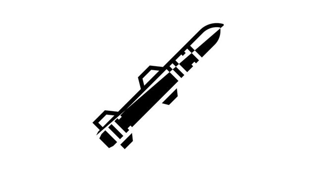 rocket war weapon animated line icon. rocket war weapon sign. isolated on white background