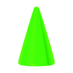 Toy, colorful green plastic cone isolated on a white background. 3d illustration