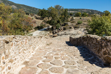 Matafrailes medival bridge over the Lozoya river in the Sierra de Guadarrama, Madrid