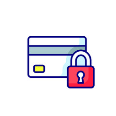 Blocked Bank card RBG color icon. Thin line vector illustration with shadow