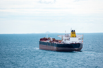 Tanker ship on her way out of the port of Singapore.