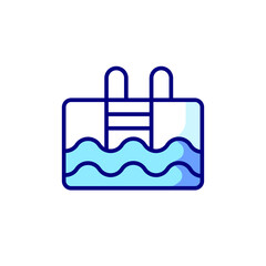 Swimming pool RBG color icon. Thin line vector illustration with shadow
