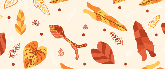 Autumn background vector. Autumn hand drawn wallpaper. This design good for banner, sale poster, packaging background and greeting card.