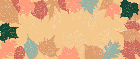 Autumn background vector. Autumn hand drawn wallpaper. This design good for banner, sale poster, packaging background and greeting card.
