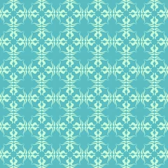 Fototapete Decorative background pattern with geometric ornament on blue green background. Seamless background for wallpaper, textures. Vector image.  © PETR BABKIN