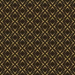 Background pattern with simple with simple golden elements on black background. Seamless background for wallpaper, textures. Vector illustration.