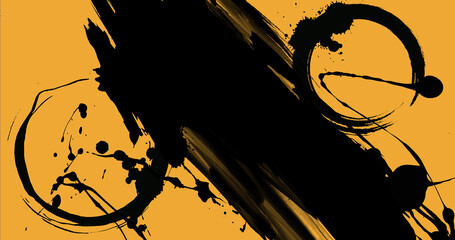 Abstract background wallpaper ink brush artwork _Zen Orange	
