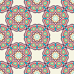 Vector seamless background. Endless colorful texture. Use for wallpaper, textile, book cover, clothes. In red, blue, yellow colors