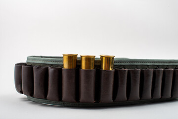 Hunting belt for cartridges. Accessories for hunting.