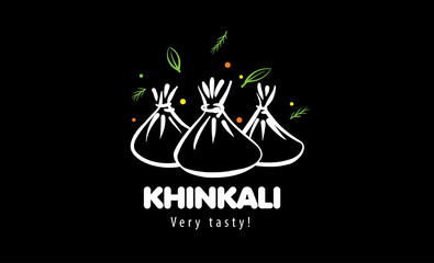 Vector logo with drawn dumplings on a black background