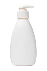 White plastic bottle of washing liquid isolated on white background