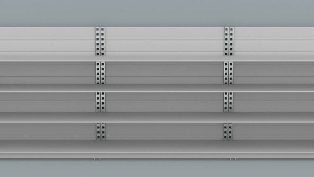 Empty store shelves. 3D render